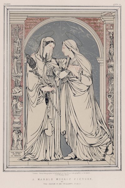 Image en mosaïque de marbre par Le Baron H de Triqueti, Paris - English School