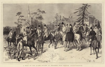 Un rendez-vous des chiens de chasse de Quorn à Brooksby, près de Melton, Leicestershire - English School