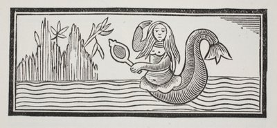Une sirène, qui présage la destruction des marins, illustration de Chap-books du XVIIIe siècle par John Ashton, pub. 1882 - English School