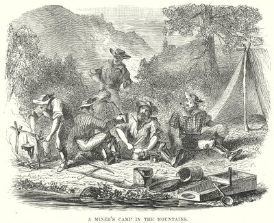 Un camp de mineurs dans les montagnes (gravure) - English School