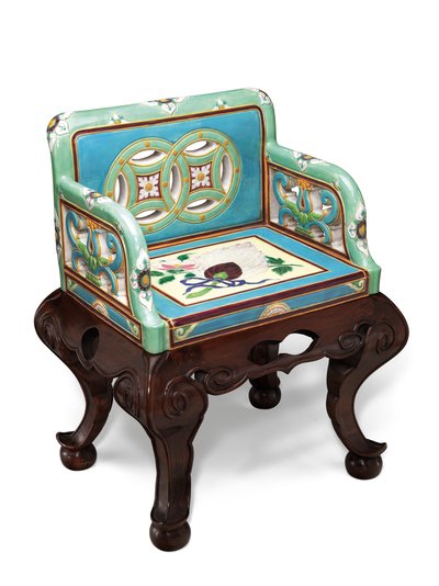 Fauteuil turquoise et vert d