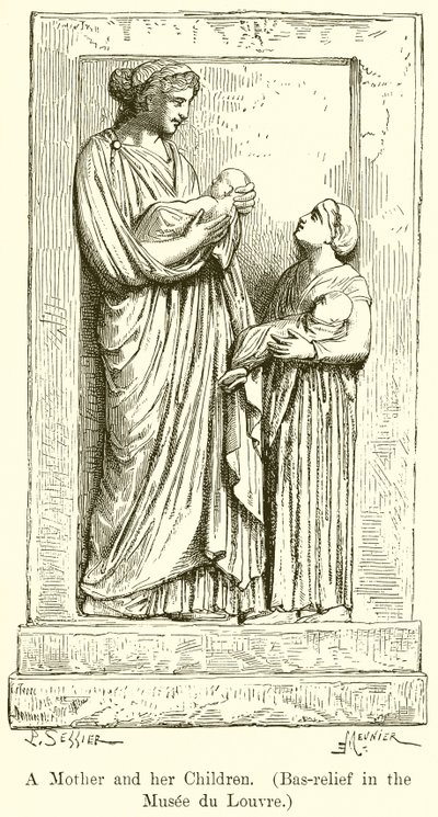 Une mère et ses enfants (Bas-relief au Musée du Louvre) - English School
