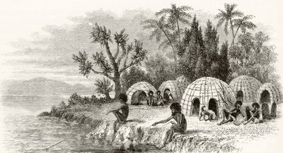 Un campement indigène dans le Queensland, vers 1880, de 
