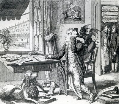 Un noble poète - Grattant ses idées, publié par J. Johnston, 1823 - English School