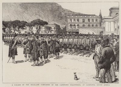 Une parade des compagnies des Highlands des volontaires du Cap, au Cap, Afrique du Sud - English School
