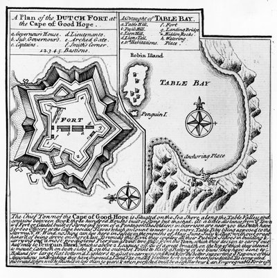 Plan du Fort Hollandais au Cap de Bonne-Espérance et Esquisse de la Baie de la Table - English School
