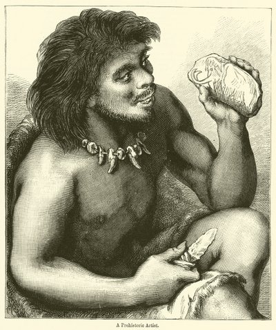 Un artiste préhistorique (gravure) - English School