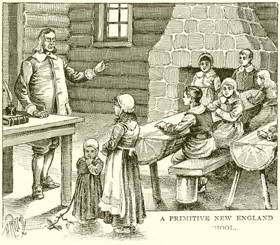 Une école primitive de la Nouvelle-Angleterre - English School