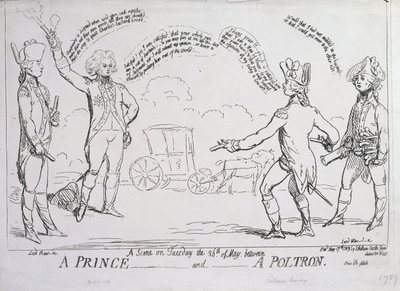Un prince et un poltron, publié par J. Aitken en 1789 - English School