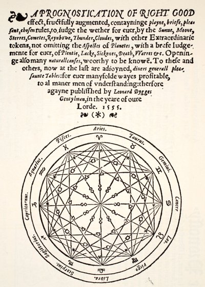Une prognostication de bon droit, par Leonard Dygges, imprimée par Thomas Gemini, Blacke Friars, Londres, 1555 - English School