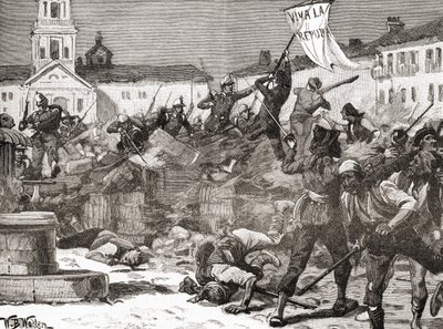 Une insurrection républicaine à Malaga, Espagne pendant La Glorieuse Révolution (La Gloriosa) - English School