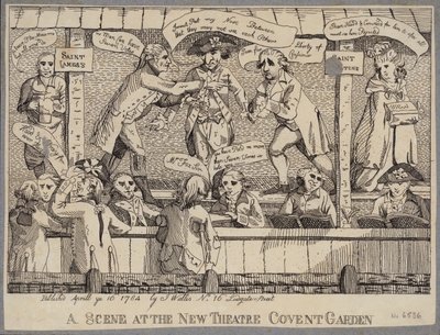 Une scène au Nouveau Théâtre, Covent Garden : satire représentant une tribune politique à Covent Garden, Londres - English School
