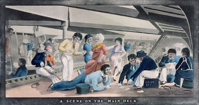 Une scène sur le pont principal, publiée par I.W. Laird, 1841 - English School