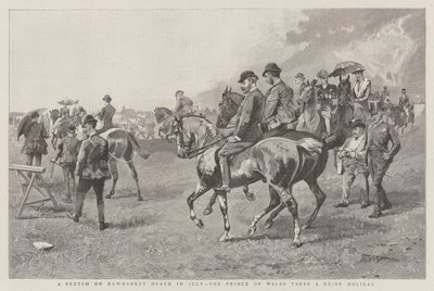 Croquis sur la lande de Newmarket en juillet, le prince de Galles prend de brèves vacances - English School