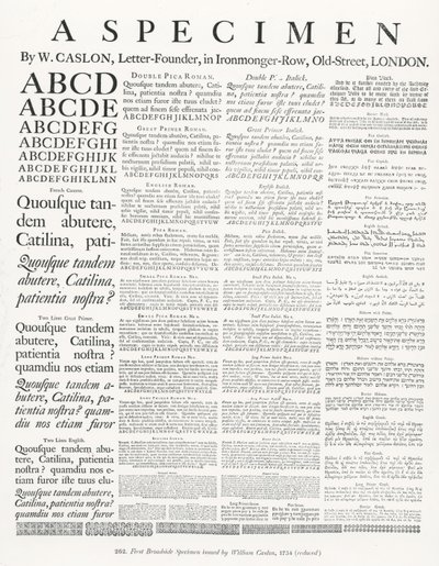 Un spécimen par W.Caslon - English School