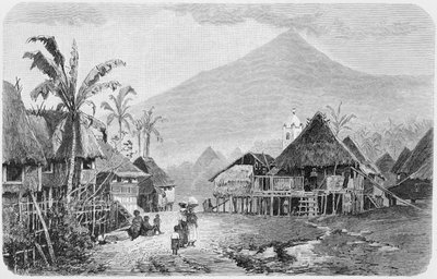 Un village Tagal, Luzon aux Philippines, de 