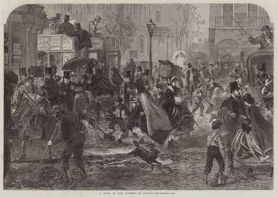 Dégel dans les rues de Londres (gravure) - English School