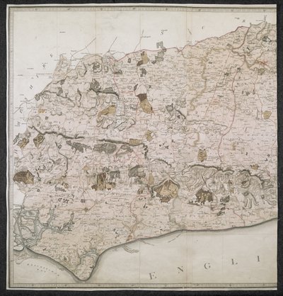 Carte topographique du comté de Sussex, divisée en Rapes, Deanries et Hundreds - English School