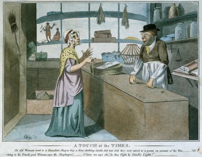 Une touche aux temps, caricature du blocus français, mars 1805 - English School