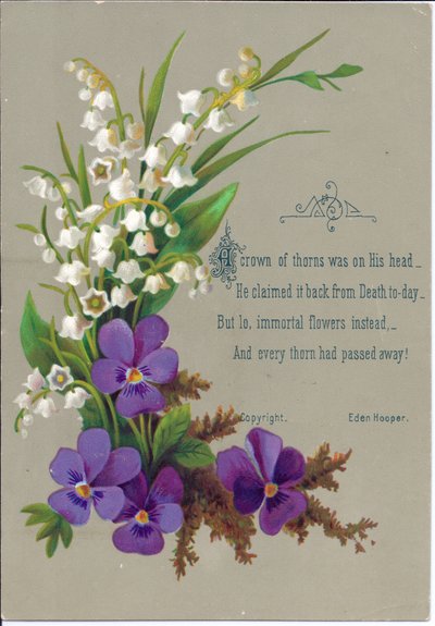Carte de vœux victorienne de violettes et perce-neige, vers 1880 - English School