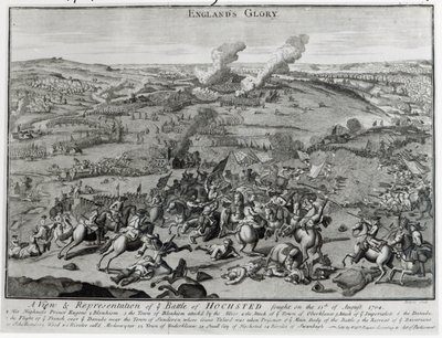 Vue et représentation de la bataille de Hochsted, 13 août 1704 - English School