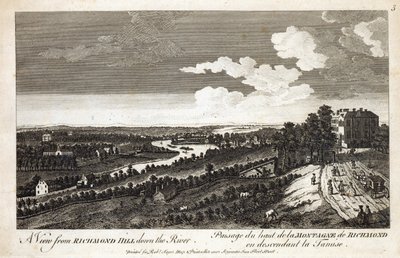 Vue de Richmond Hill sur la rivière, imprimée pour Robert Sayer Map et Printseller, Fleet Street - English School