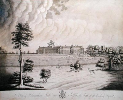 Vue de Helmingham Hall dans le Suffolk, résidence du comte de Dysart - English School