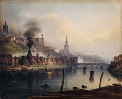 Vue de Newcastle depuis la rivière Tyne, vers 1810 - English School