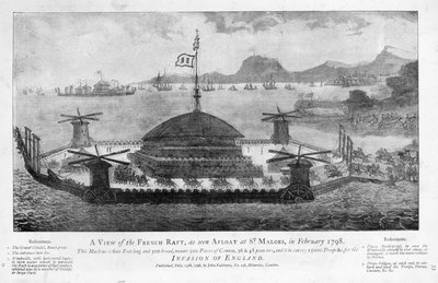 Vue du radeau français à Saint-Malo, février 1798 - English School