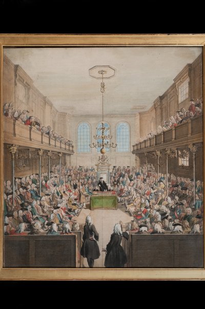 Vue de la Chambre des Lords (gravure en couleur) - English School