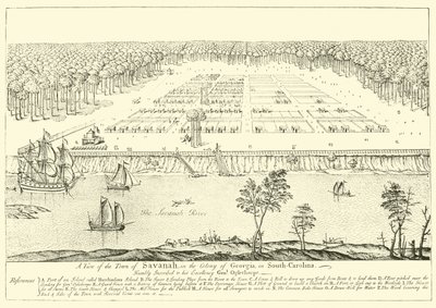 Vue de la ville de Savannah, dans la colonie de Géorgie, en Caroline du Sud - English School