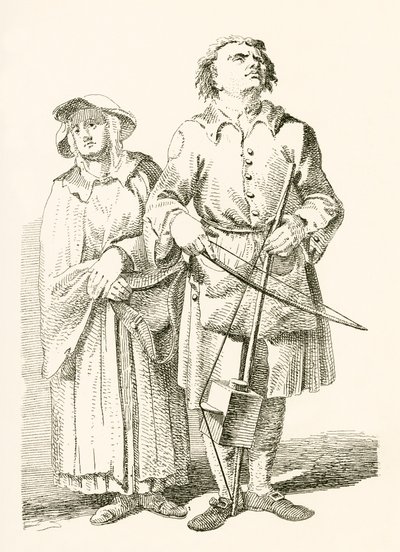 Un chanteur aveugle des vieilles ballades - English School