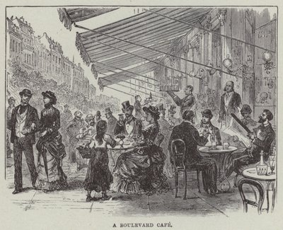 Un café boulevard (gravure) - English School