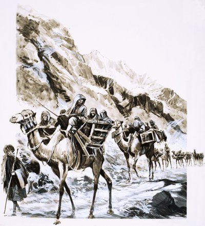 Une caravane de chameaux traverse le col de Khyber - English School