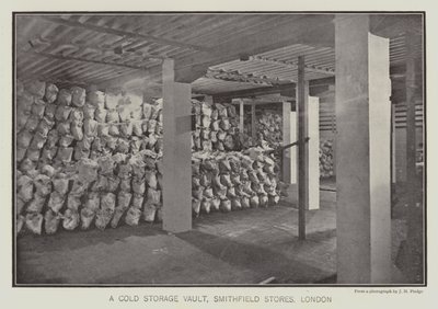 Chambre froide, Smithfield Stores, Londres (photo n/b) - English School