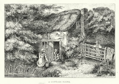 Scène de vie dans un chalet (gravure) - English School