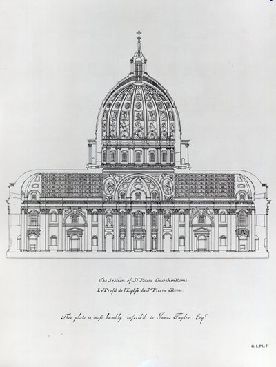 Une coupe transversale de Saint-Pierre, Rome - English School