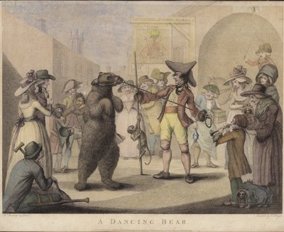 Un ours qui danse (gravure colorée) - English School