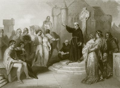 Un frère dominicain prêchant une croisade - English School