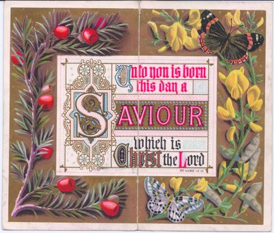 Carte de Noël victorienne florale avec un tract religieux, c.1880 - English School