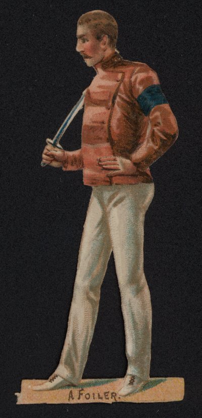 Un escrimeur, escrime (chromolithographie) - English School