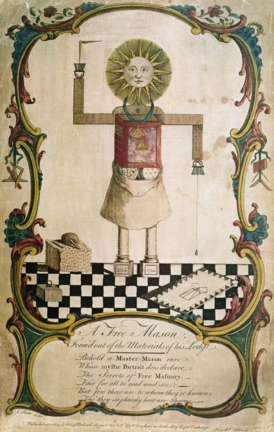 Un franc-maçon forgé par les outils de sa loge, 1754 - English School