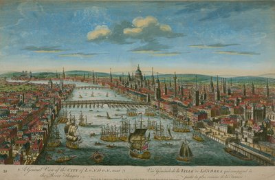 Vue générale de la ville de Londres, à côté de la Tamise - English School