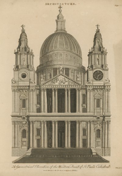 Élévation géométrique de la façade ouest de la cathédrale Saint-Paul - English School