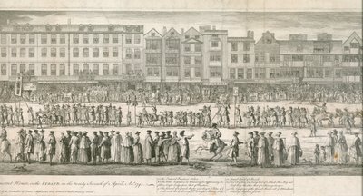 Vue géométrique de la grande procession des Scald Miserable Masons, Somerset House, Londres - English School