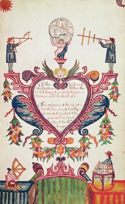 Un cadeau dédié à Charles II par Bartholomew Sharp, c.1681 - English School