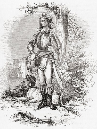 Un grand fauconnier, de Old England: A Pictorial Museum, pub. 1847 - English School