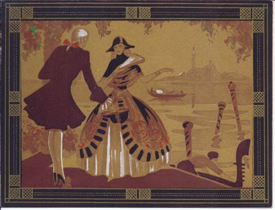 Carte de vœux française pochoir colorée à la main d