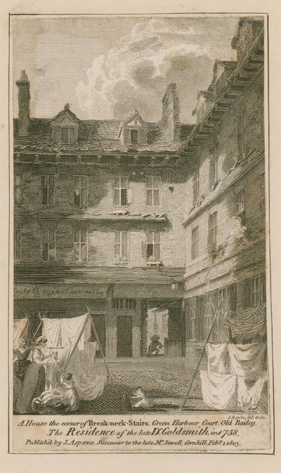 Une maison au coin de Breakneck Stairs, Green Harbour Court, Old Bailey, Londres - English School