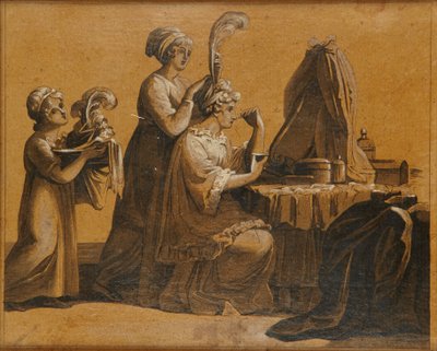 Une dame à sa coiffeuse - English School